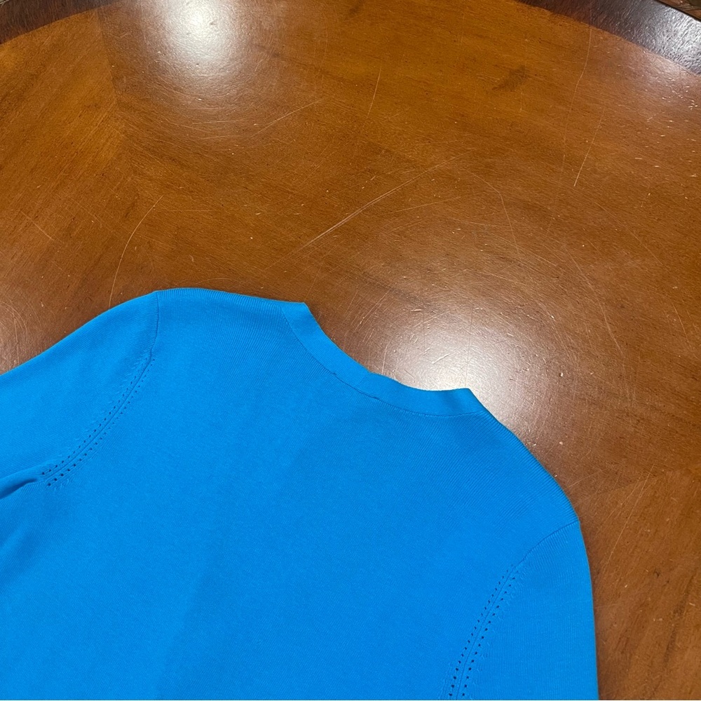 NWT Talbots Kelly Cardigan Sweater Blue PS Small Petite Elbow Length V-Neck - Picture 9 of 16